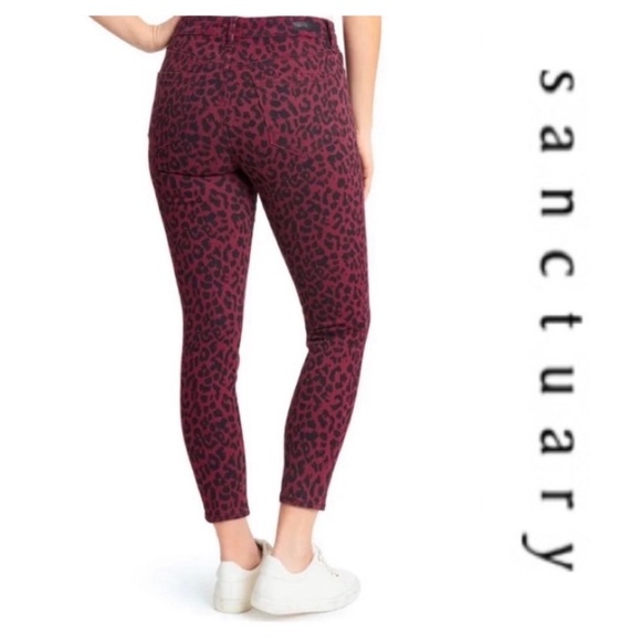 Red Leopard Print Skinny Ankle Jeans { Sanctuary } - Picture 3 of 11